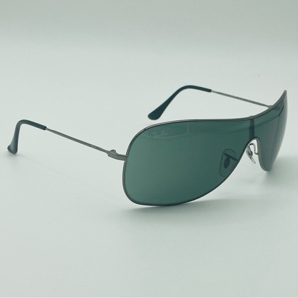 SOLD RAY-BAN RB3211 Sunglasses Shield Silver Gunmetal/Green Gray - Picture 3 of 11